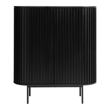 Шкаф Usien, черный, шпон дуба/массив дуба, H125х110х45см