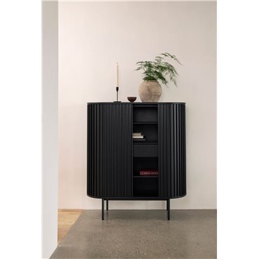 Шкаф Usien, черный, шпон дуба/массив дуба, H125х110х45см