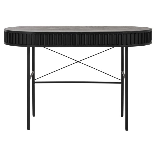Office table Usien, black, oak veneer/solid oak, H75x120x60cm