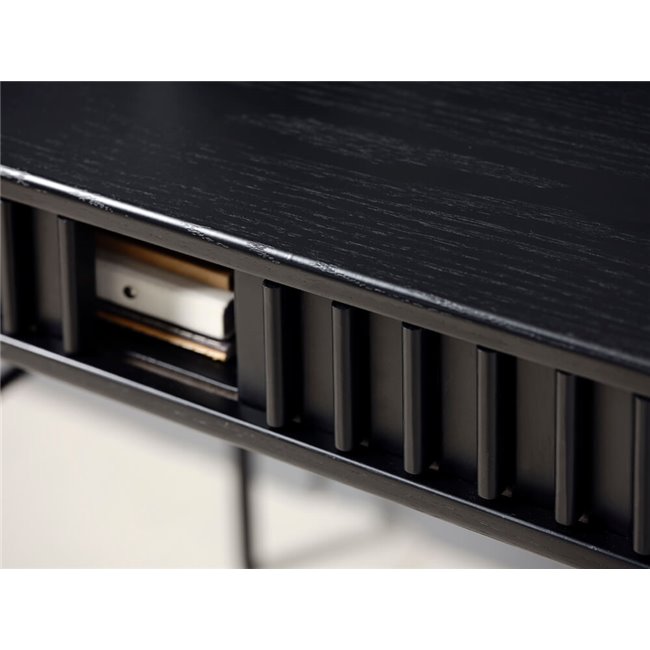 Office table Usien, black, oak veneer/solid oak, H75x120x60cm