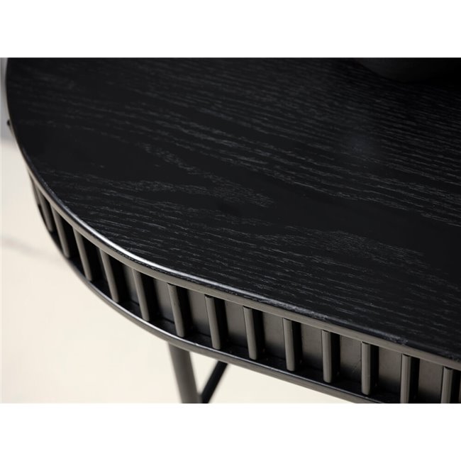 Office table Usien, black, oak veneer/solid oak, H75x120x60cm