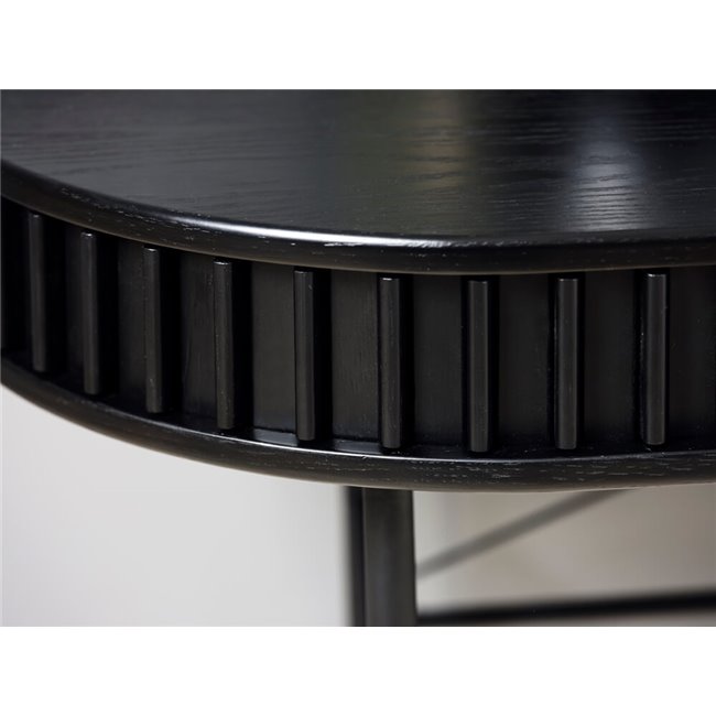 Office table Usien, black, oak veneer/solid oak, H75x120x60cm