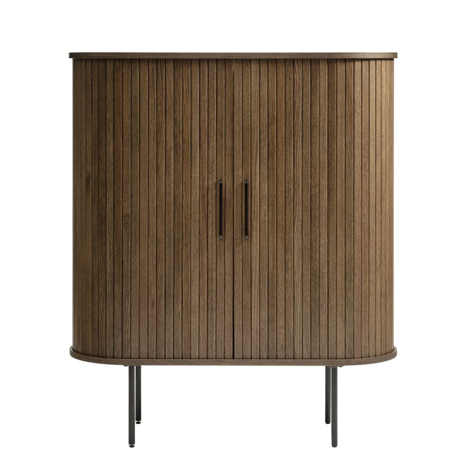 Cabinet Nola, smoked oak color, metal/oak veneer/MDF, H118x100x40cm