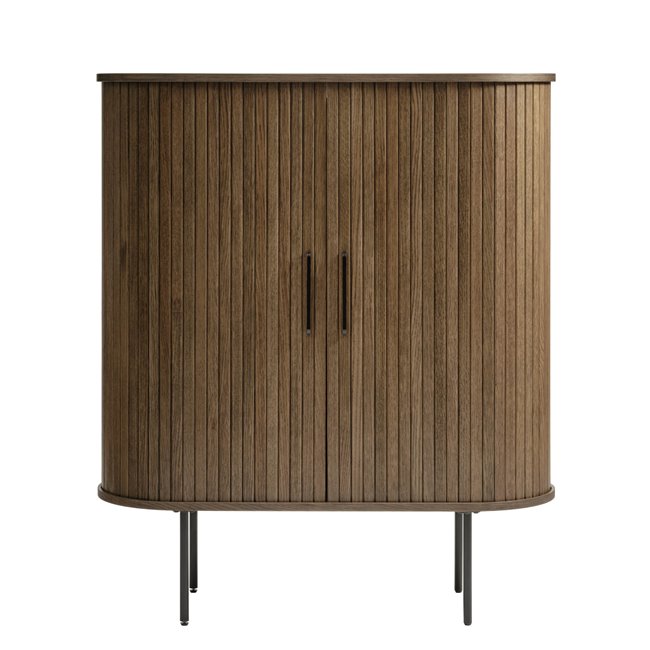 Cabinet Nola, smoked oak color, metal/oak veneer/MDF, H118x100x40cm