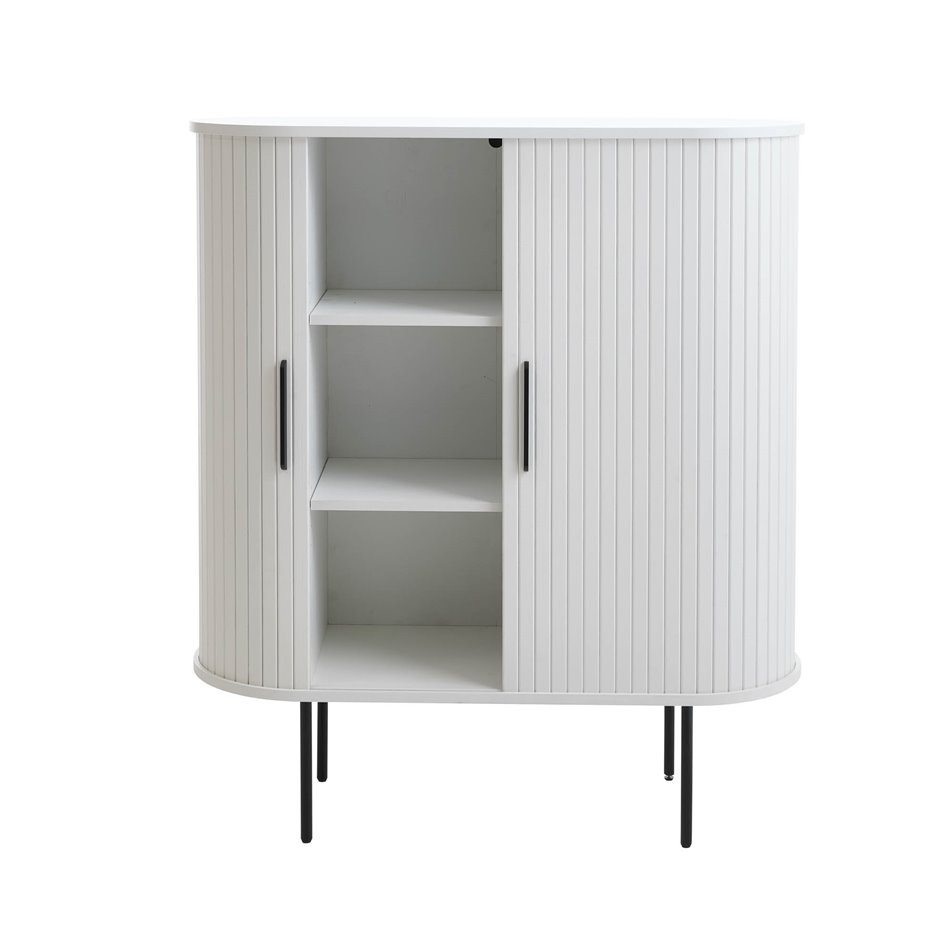 Cabinet Nola, white, metal/oak veneer/MDF, H118x100x40cm