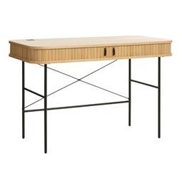 Desk Nola, natural/black, metal/oak veneer/MDF, H75x120x60cm