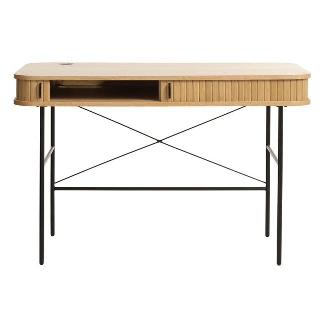 Desk Nola, natural/black, metal/oak veneer/MDF, H75x120x60cm