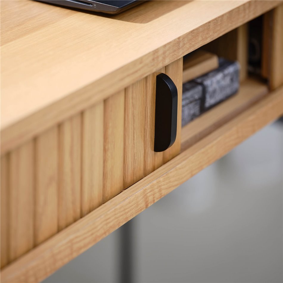 Desk Nola, natural/black, metal/oak veneer/MDF, H75x120x60cm