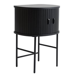 Side table Nola, black oak color, metal/oak veneer/MDF, H70x50x40cm