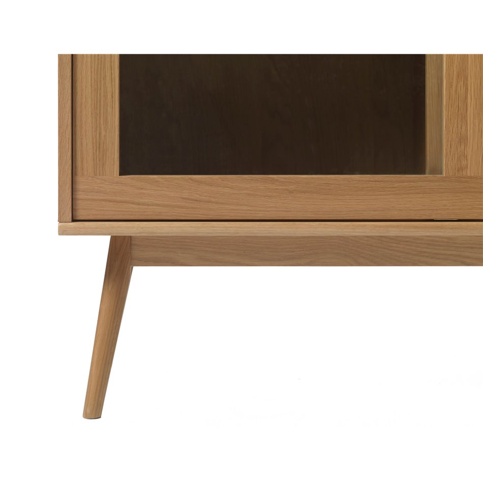Display cabinet Ubarali, natural color, oak veneer/MDF/glass, H160x110x40cm