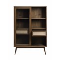 Display cabinet Ubarali, smoked oak color, oak veneer/MDF/glass, H160x110x40cm