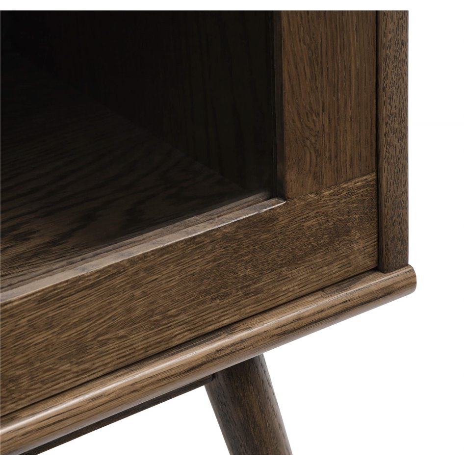 Display cabinet Ubarali, smoked oak color, oak veneer/MDF/glass, H160x110x40cm