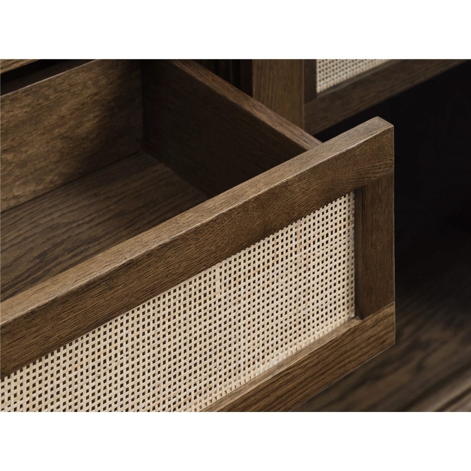 Display cabinet Ubarali, smoked oak color, oak veneer/MDF/glass, H160x110x40cm