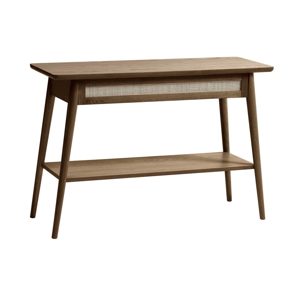 Console Ubarali, smoked oak color, plywood/oak veneer, H75x110x40cm