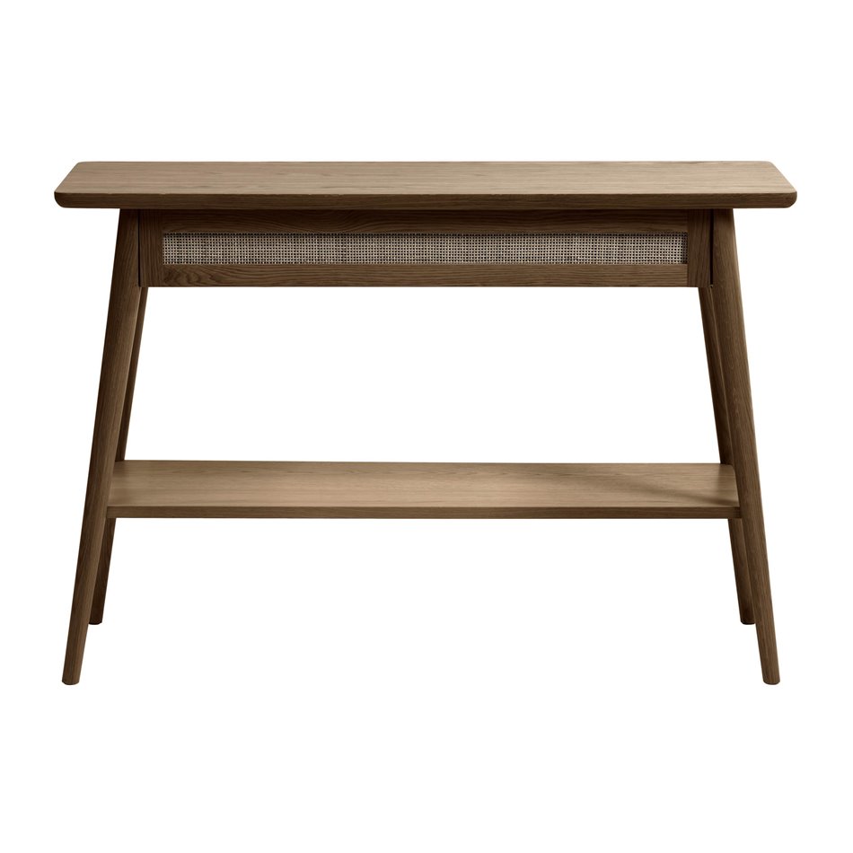 Console Ubarali, smoked oak color, plywood/oak veneer, H75x110x40cm