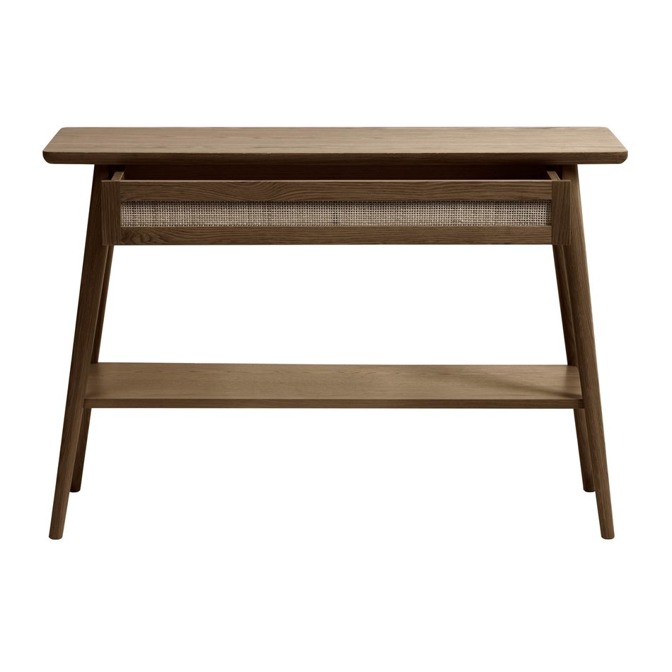 Console Ubarali, smoked oak color, plywood/oak veneer, H75x110x40cm