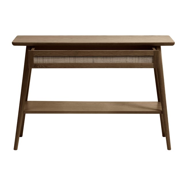 Console Ubarali, smoked oak color, plywood/oak veneer, H75x110x40cm