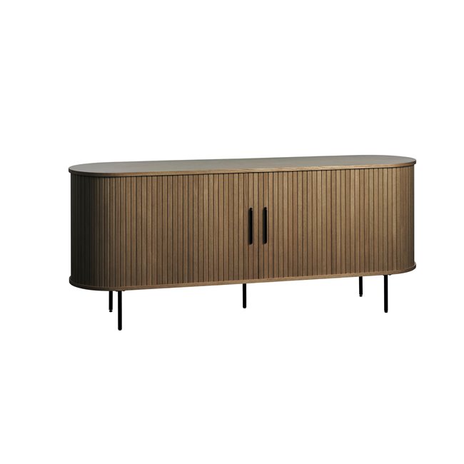 Sideboard Nola, smoked oak color, metal/oak veneer/MDF, H76x180x45cm