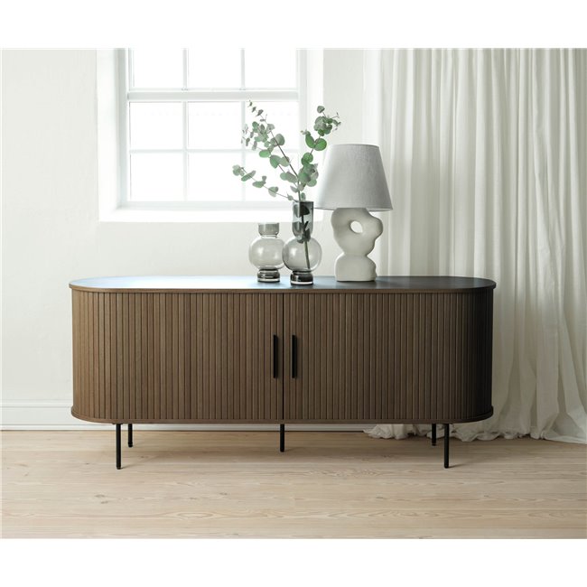 Sideboard Nola, smoked oak color, metal/oak veneer/MDF, H76x180x45cm