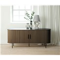 Sideboard Nola, smoked oak color, metal/oak veneer/MDF, H76x180x45cm