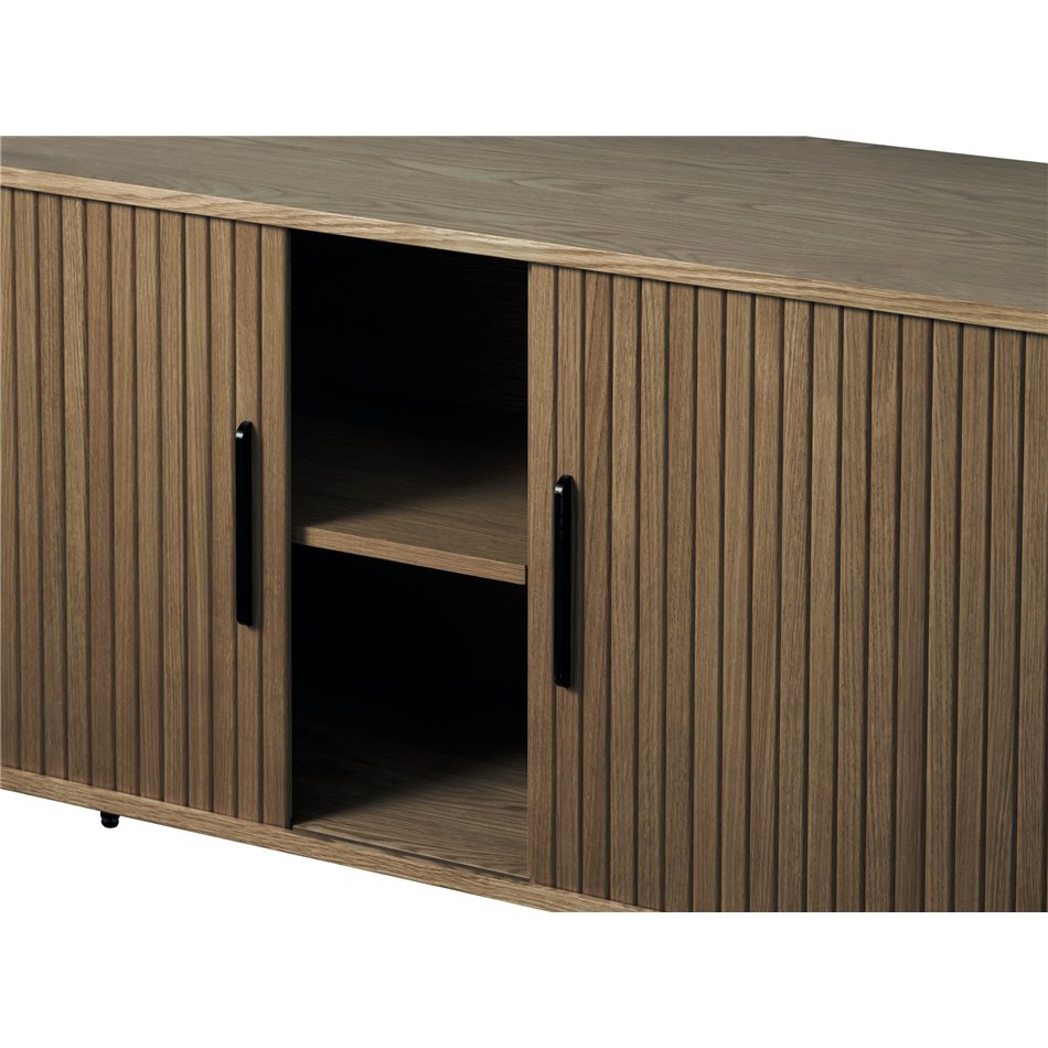 Sideboard Nola, smoked oak color, metal/oak veneer/MDF, H76x180x45cm
