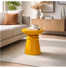 Coffee table TOTEM JAYA MTD, metal, mustard color, D38cm H43cm