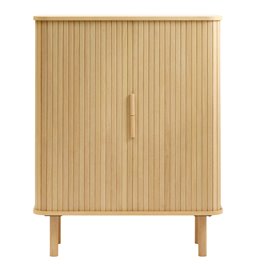 Skapis Unkavo, naturālā krāsā, ozolkoka finierējums/MDF, H113x90x40cm