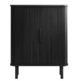 Skapis Unkavo, melns, ozolkoka finierējums/MDF, H113x90x40cm