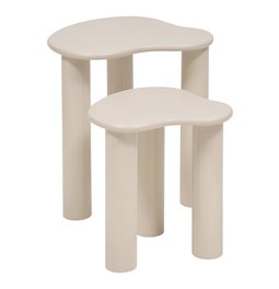 Приставной стол комплект OLAO, MDF/ножки из сосны дерево ,цвет слоновой кости, 45x45cm H50.5cm, 35x35cm H40.5cm