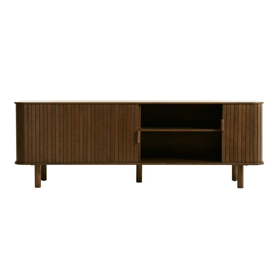 ТВ столик Unkavo, тёмно тонированный шпон дуба/MDF, H55.5x160x40см
