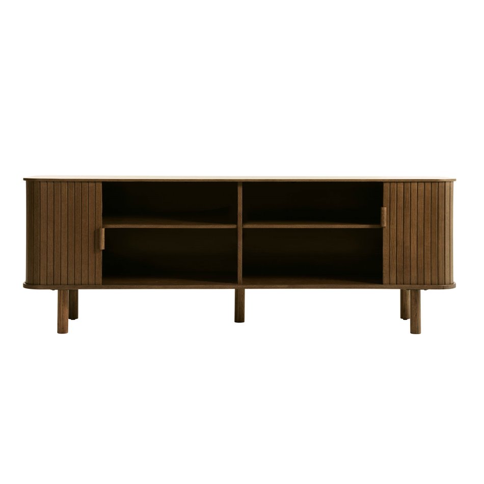 ТВ столик Unkavo, тёмно тонированный шпон дуба/MDF, H55.5x160x40см