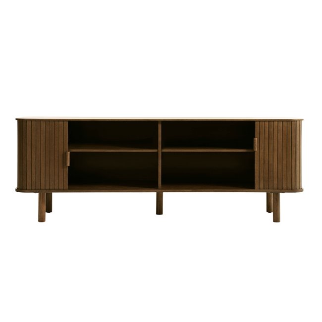ТВ столик Unkavo, тёмно тонированный шпон дуба/MDF, H55.5x160x40см