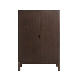 Cabinet Unarun, smoked oak color, MDF/oak veneer/solid oak, H130x90x45.5cm