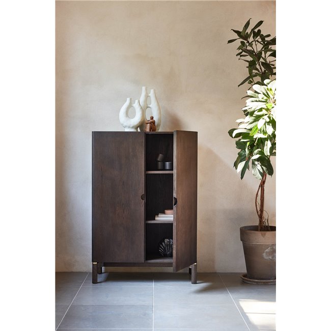 Шкаф Unarun, MDF/тёмно тонированный шпон дуба/массив дуба, H130х90х45.5см