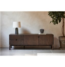 ТВ столик Unarun, цвет эспрессо, MDF/дубовый шпон/массив дуба, H55x160x46см