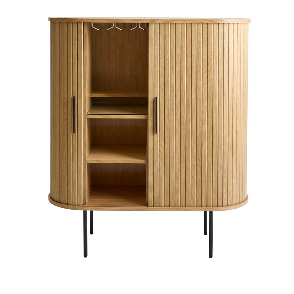 Cabinet Nola, natural color, metal/oak veneer/MDF, H118x100x40cm