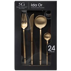 Cutlery set for 6 person Ida Gold, 24 pcs., H27.5x16.9x6.5cm