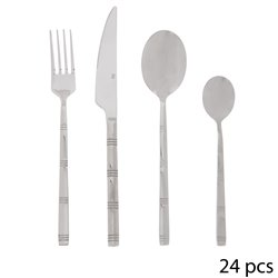 Cutlery set for 6 person Ida, 24 pcs., silver color, H27.5x16.5x 6.5cm