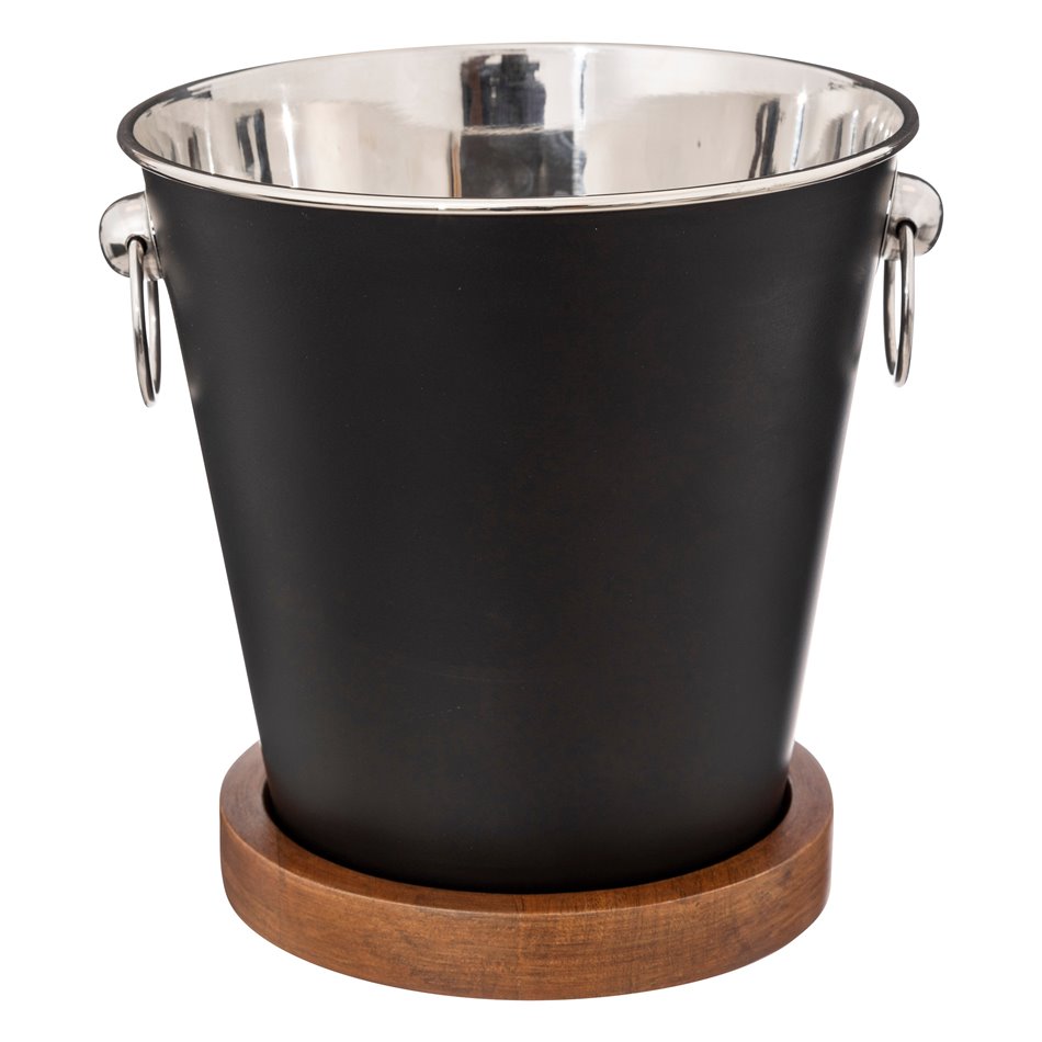 Champagne cooling bucket 4.2L, with mango wood pad, H22x21x21cm