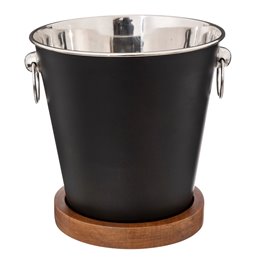 Champagne cooling bucket 4.2L, with mango wood pad, H22x21x21cm