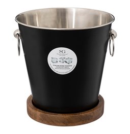 Champagne cooling bucket 4.2L, with mango wood pad, H22x21x21cm