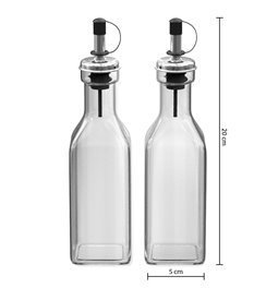 Bottles oil/vinegar x2, glass, 0.16L, H20x5x5cm