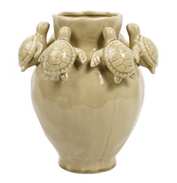 Decorative vase Turtles, beige, H28.5x24.5x22cm