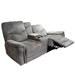 Doubble recliner Obernburg, grey, electrically adjustable, H105x189x105-165cm, seat height 51cm