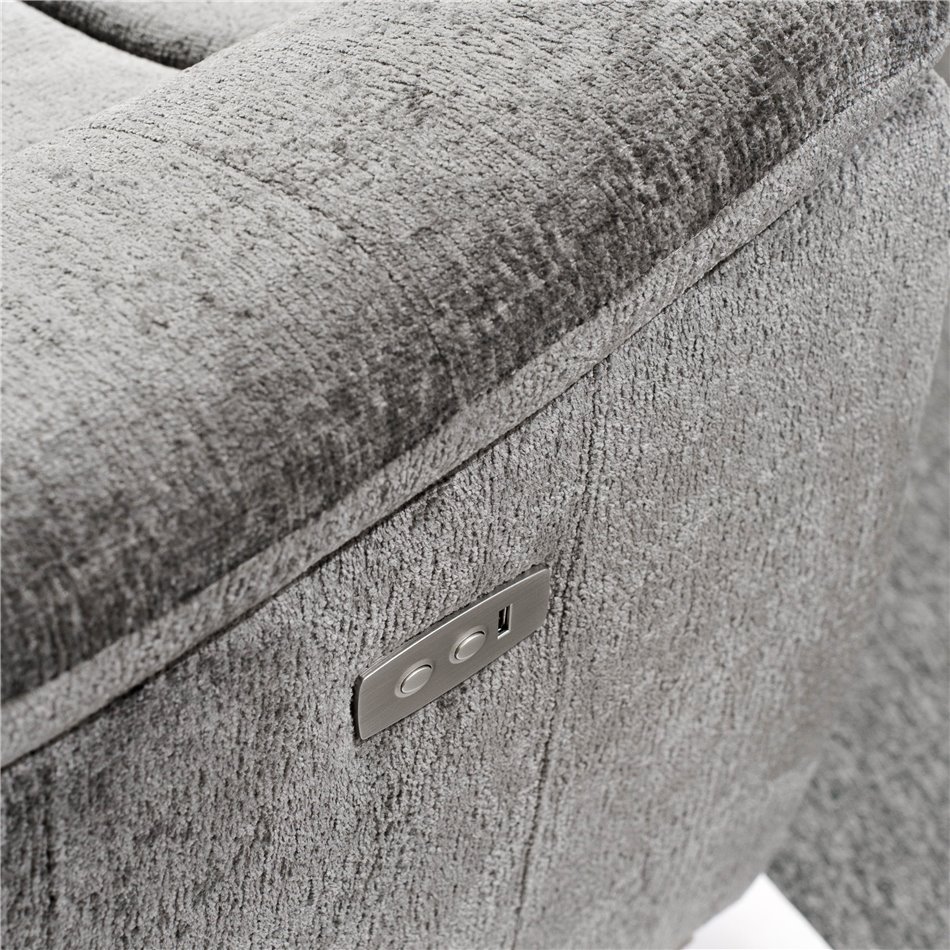 Двойной реглайнер Obernburg, серый,  электрическая регулировка, H105x189x105-165cm, высота сиденья 51cm