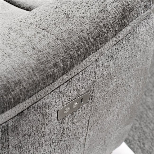 Двойной реглайнер Obernburg, серый,  электрическая регулировка, H105x189x105-165cm, высота сиденья 51cm