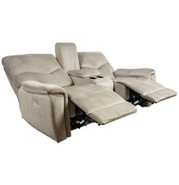 Doubble recliner Obernburg 8, grey, electrically adjustable, H103x189x103-164cm, seat height 57cm