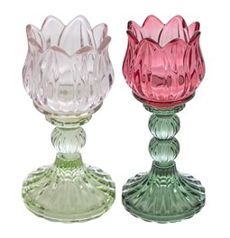 Candle holder FLEUR set 2 pcs., H15cm, D8cm /  H17cm, D8cm