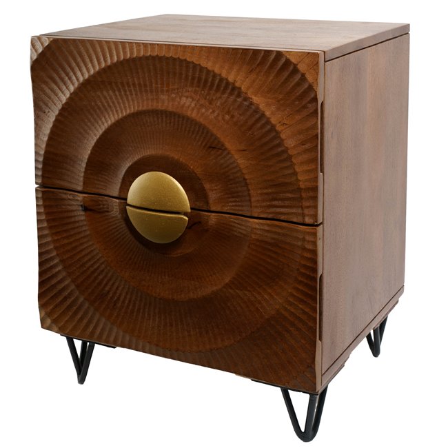 Side table Bailey ST L BR, mango wood/MDF/metal, 45x40cm H55cm