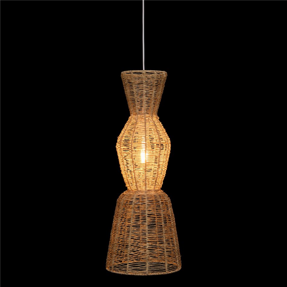 Griestu lampa Titus, džutas abažūrs, H75-145cm, D26.5cm, E27 40W(MAX)